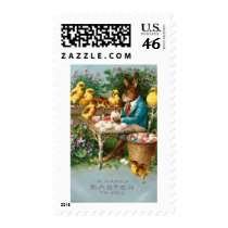 Bunny Painting Easter Eggs Stamp
