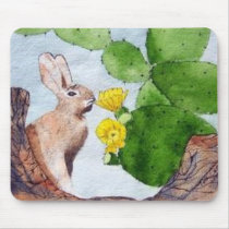 Bunny Peeking Through Cactus mousepads