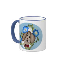 Bunny Rabbit and Blue Flowers mugs