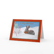 Bunny Rabbit and Candy Cane Christmas Card