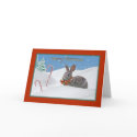 Bunny Rabbit and Candy Cane Christmas Card