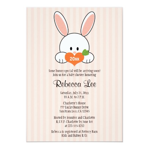 Bunny Rabbit Baby Shower Invitations Pink Zazzle