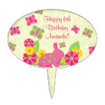 Bunny Rabbit Butterflies Flowers Birthday Cake Pick
