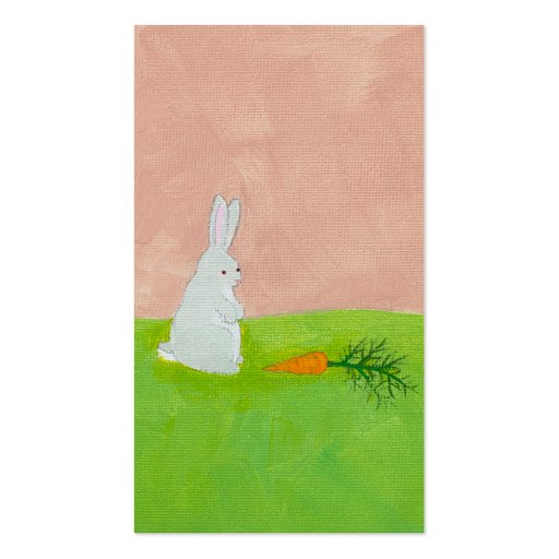 Bunny rabbit carrot cute fun original art painting business card template (front side)