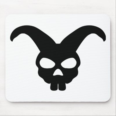 Bunny Rabbit Skull Mouse Mat by Tomaniac