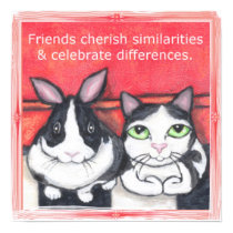 Bunny Rabbit & Tuxedo Cat Friends posters