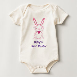 Bunny Rabbit with Heart Baby's First Easter Baby Bodysuit