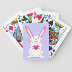 Bunny Rabbit with Heart Bicycle Playing Cards
