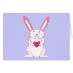 Bunny Rabbit with Heart Happy Easter! Greeting Card