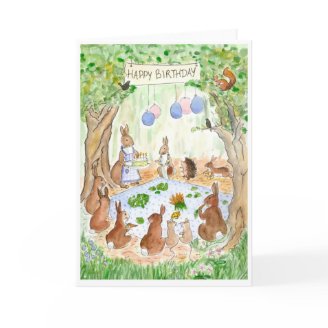 'Bunny Rabbits' Birthday Card