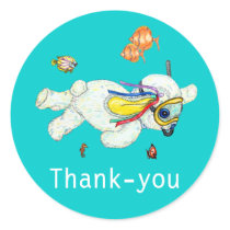 Bunny Reef Swimming Baby Thank-you Sticker stickers
