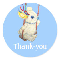 Bunny Swing Swinging Baby Thank-you Sticker stickers
