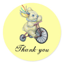 Bunny Tricycle Baby Thank-you Sticker stickers