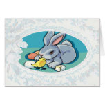 Bunny With Baby Chick Easter Card