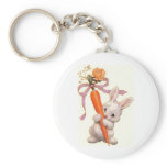 Bunny with Carrot and Rose Key Chain
