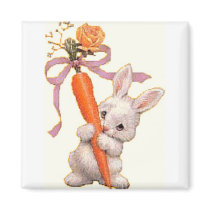 Bunny with Carrot and Rose magnets