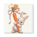 Bunny with Carrot and Rose Magnet