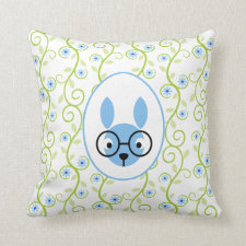 Bunny With Glasses Spring Floral Pillows