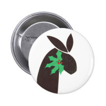 bunny with holly pinback buttons