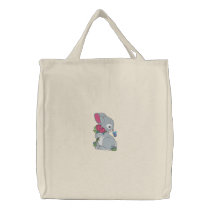 Bunny with Tulips Embroidered Tote embroidered bags by ThreadHeadLTD Bunny with Tulips Embroidered Tote embroidered bags