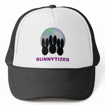 Bunnytized Cosmic Bunny Full Moon Trucker Hats by bunnychurch