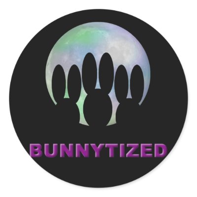 Bunnytized Cosmic Bunny Full Moon Stickers by bunnychurch