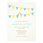 Bunting Love Birds Wedding Invitation  Blue Yellow