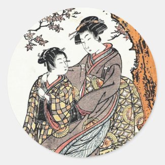 Bun'ya Yasuhide, from the series Six Poetic Immort Round Stickers