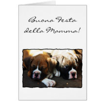 Buona Festa della Mamma Boxer puppies card