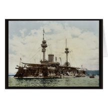 Buque de guerra, obra clásica Photochrom de Argel, Tarjetón