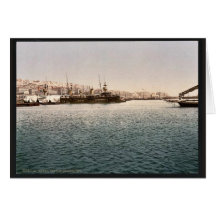 Buques de guerra, obra clásica Photochrom de Argel Felicitación