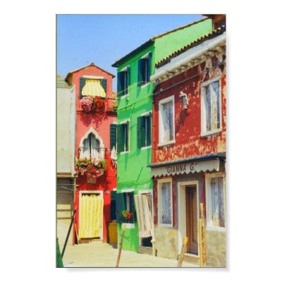 Burano Island Street Scene Venice Italy Print by BellaRossini