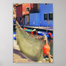 Burano Italy Fishing Net Venice Boats Poster Print