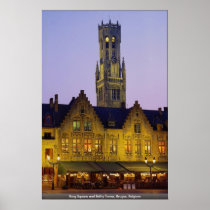 Burg Square and Belfry Tower, Bruges, Belgium Print