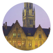 Burg Square and Belfry Tower, Bruges, Belgium Stickers