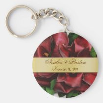 Burgandy Cali Lilies Wedding Favor Gold Keychain