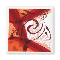 Burgandy-Floral-Turtle Magnet