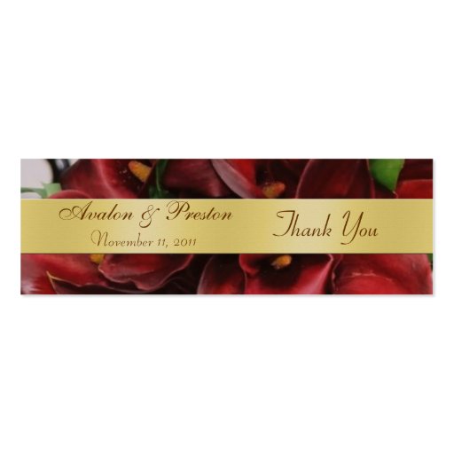 Burgandy Red Cali Lilies Floral Wedding Favor Tag Business Card Template (front side)