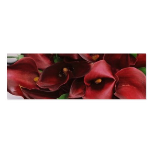 Burgandy Red Cali Lilies Floral Wedding Favor Tag Business Card Template (back side)