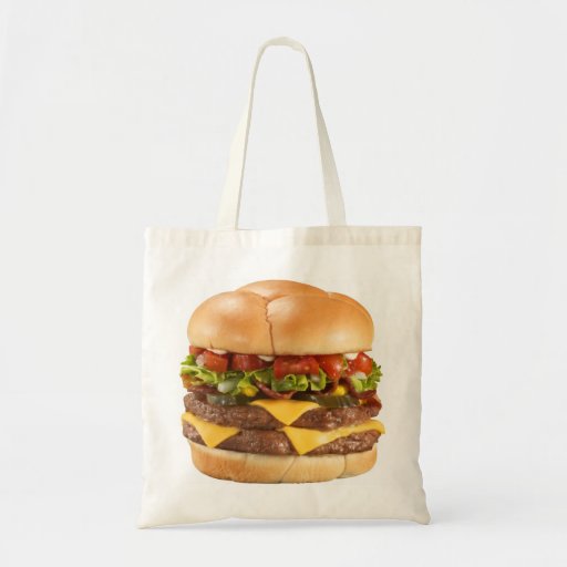 Burger bag hamburger grocery shopping tote bag Zazzle