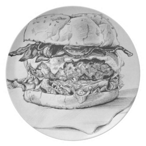 Burger Drawing Plate | Zazzle