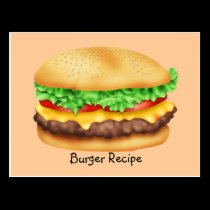 Burger Recipe Card postcards