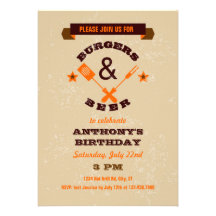 Burgers and Beer Birthday Invitation