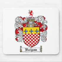 BURGESS FAMILY CREST -  BURGESS COAT OF ARMS mousepads