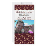 Burgundy and Cream Cherry Blossoms Save The Date Custom Photo Card