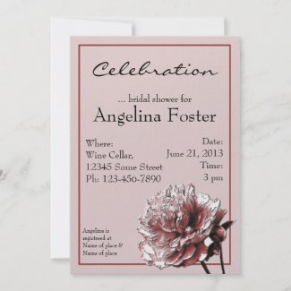 Burgundy and Pink Peony Bridal Shower Personalized Invites