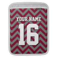 Burgundy Charcoal Chevron Sports Jersey Sleeves For iPads