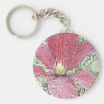 Burgundy clematis flower key chain