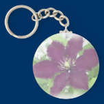 Burgundy Clematis Watercolor Effect Photo Keychain keychains