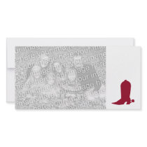 Burgundy Cowboy Boot Photo Greeting Card